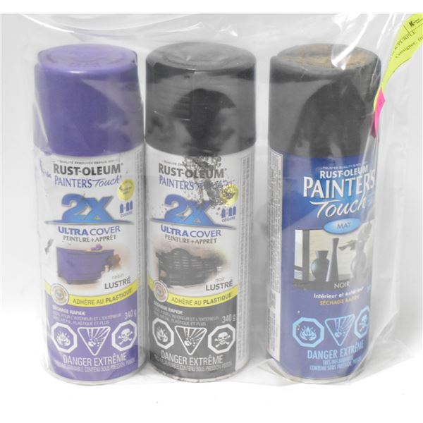3PK RUSTOLEUM BLK/PURPLE