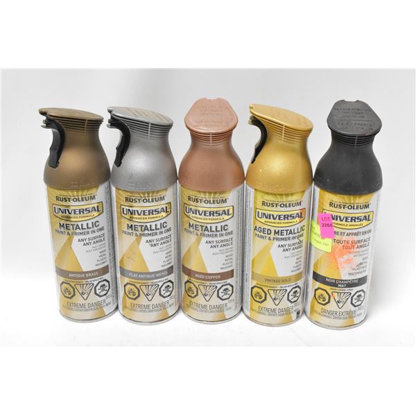 LOT OF RUSTOLEUM METALLIC SPRAY PAINTS