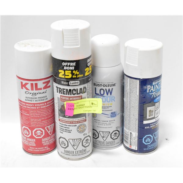 LOT OF WHITE SPRAY PAINTS