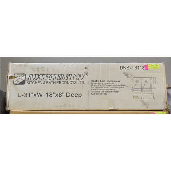 AMBIENTO DOUBLE BOWL KITCHEN SINK 31" X 18" X 8"