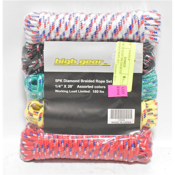NEW SEALED 5PK DIAMOND BRAIDED ROPE SET