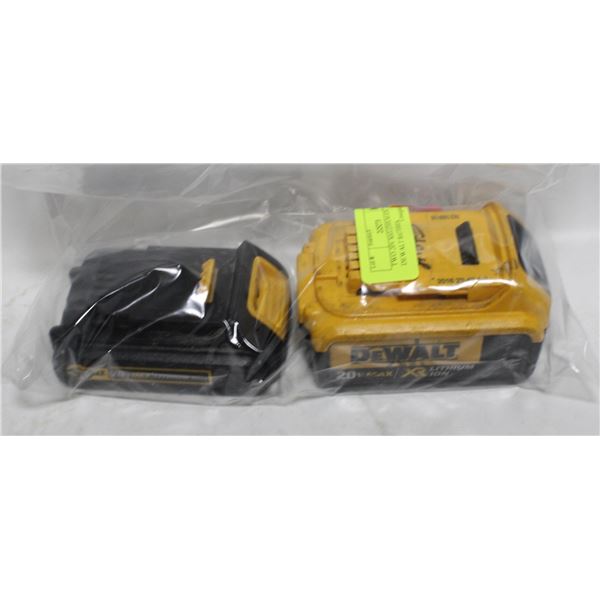 TWO 20V MAX LITHIUM ION DEWALT BATTERIES