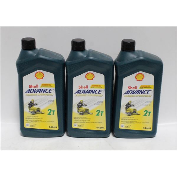 3 SEALED SNOWMOBLE OIL SHELL 2T PREMIUM