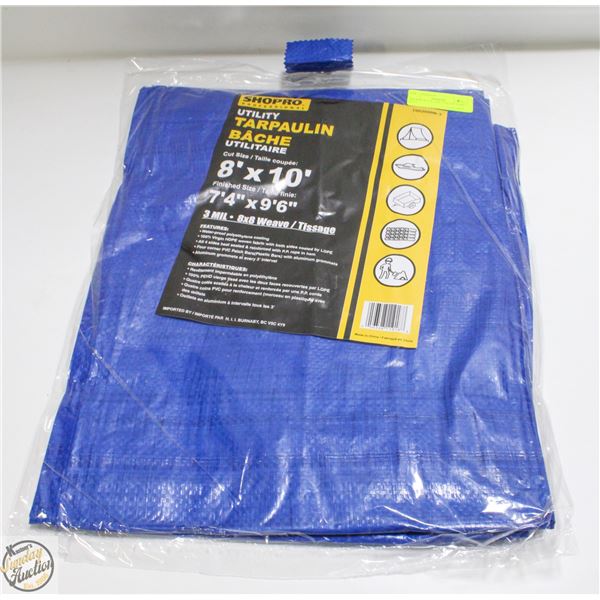 SHOPRO 8FT X 10FT UTILITY TARP - BLUE