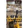 Image 3 : VESTIL GLOBAL 241674 YELLOW 2000 LBS INDUSTRIAL WIDE STABILIZING PALLET JACK *MISSING WHEELS*