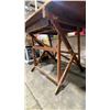 Image 3 : ANTIQUE WOOD 60"W X 36"D ADJUSTABLE DRAFTING STYLE WORK TABLE WITH MOBILE DRAFTING CHAIR