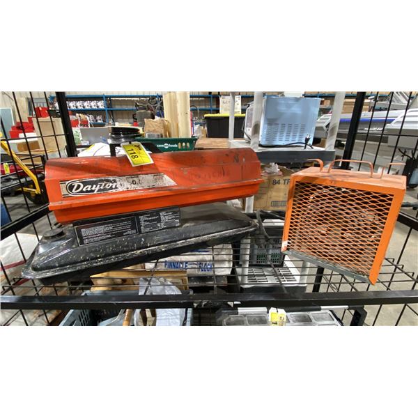 DAYTON KEROSENE PORTABLE JOBSITE HEATER & ORANGE ELECTRIC JOBSITE HEATER