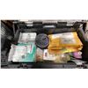 Image 4 : HUSKY PORTABLE TOOLBOX WITH ASSORTED PRINT SHOP TOOLS, PLASTIC CRATE OF ASSORTED GROMMET CLAMPS