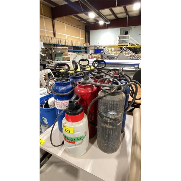 10 ASSORTED HAND OPERATED INDUSTRIAL CHEMICAL SPRAYERS