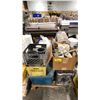 Image 1 : PALLET OF ASSORTED PAINTS, CHEMICALS, DYES, PAINTING ACCESSORIES & ASSORTED PRINT SHOP ITEMS