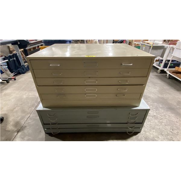 2 METAL INDUSTRIAL MAP FILING CABINETS