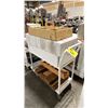 Image 1 : METAL 2 TIER UTILITY CART WITH WOODEN STORAGE CRATES, ASSORTED PAINT, ART STORAGE ORGANIZER & 2