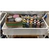 Image 2 : METAL 2 TIER UTILITY CART WITH WOODEN STORAGE CRATES, ASSORTED PAINT, ART STORAGE ORGANIZER & 2