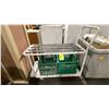 Image 1 : METAL 2 TIER UTILITY CART WITH 2 PLASTIC CRATES