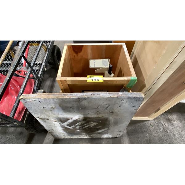 ELMO OVERHEAD PROJECTOR & WOODEN MOVING DOLLY