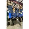 Image 2 : HEAVY DUTY PLASTIC ALL TERRAIN GARDEN WAGON WITH 2 GARBAGE CANS, SHOVEL, PUSH SQUEEGEE & PUSH BROOM