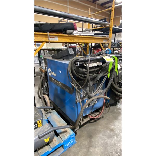 MILLER SYNCROWAVE 250 INDUSTRIAL AC/DC MOBILE WELDING POWER SOURCE WITH MILLER NB-45 FOOT CONTROL,
