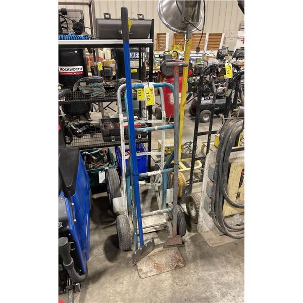 BLUE 2 WHEEL PNEUMATIC HAND TRUCK WITH PAIR OF FLOOR SCRAPERS