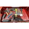 Image 5 : RED MOBILE TOOL STORAGE CHEST WITH ASSORTED ART SUPPLIES INCLUDING CHALK PENS, PAINT BRUSHES,