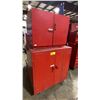 Image 1 : RED METAL MOBILE FLAMMABLE CABINET WITH ASSORTED CHEMICALS & PAINTS