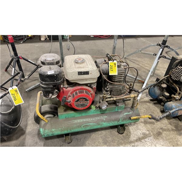 GREEN 8 GALLON HONDA 8HP GAS POWERED DUAL TANK MOBILE INDUSTRIAL AIR COMPRESSOR