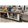 Image 1 : WOODEN 2 TIER MOBILE PRODUCT CART WITH ASSORTED PRINT SHOP DYES / PAINT / CHEMICALS *MOBILE CART
