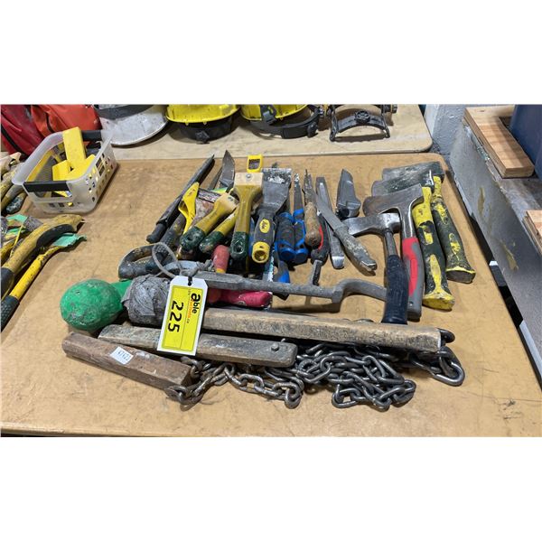 ASSORTED HAND SAWS, GRADERS, BLADES & HAND TOOLS