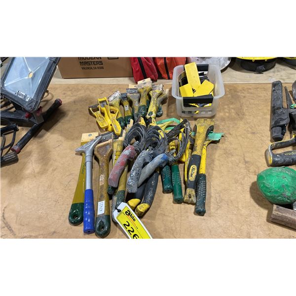 ASSORTED HAND SAWS, GRADERS, BLADES & HAND TOOLS