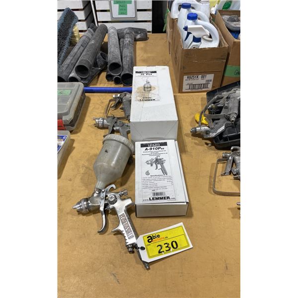 4 ASSORTED PNEUMATIC HAND HELD PAINT SPRAYER GUNS WITH 2L PAINT POT