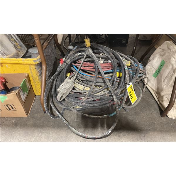 STACK OF ASSORTED INDUSTRIAL EXTENSION CORDS