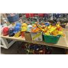 Image 1 : VARIOUS HARD HATS, SAFETY VESTS, GOGGLES, GLOVES, & RESPIRATOR FILTERS *GREEN BIN INCLUDED*