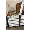 Image 1 : WHITE WOODEN MOBILE 47"W X 26"W X 45"H INDUSTRIAL STORAGE CRATE WITH ASSORTED PRINT SHOP DYES /