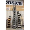 Image 1 : STACK OF ASSORTED COMMERCIAL ALUMINUM EXTENSION LADDERS & LARGE WOODEN STEP LADDERS *MUST TAKE ALL*
