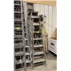 Image 1 : STACK OF 6 ASSORTED COMMERCIAL WOODEN STEP LADDERS *MUST TAKE ALL*