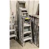 Image 1 : STACK OF 6 ASSORTED COMMERCIAL ALUMINUM STEP LADDERS *MUST TAKE ALL*