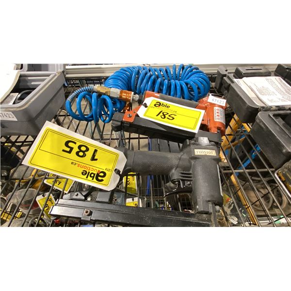 2 PNEUMATIC STAPLE GUNS, 1 WITH HOSE