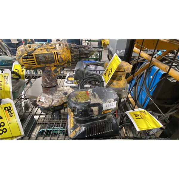 DEWALT ELECTRIC RANDOM ORB PALM SANDER, DEWALT CORDLESS DRILL WITH BATTERY & CHARGER