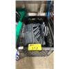 Image 1 : BLACK PLASTIC CRATE OF 8 1/2" SILICONE TABLET CASES *PLASTIC CRATE INCLUDED*