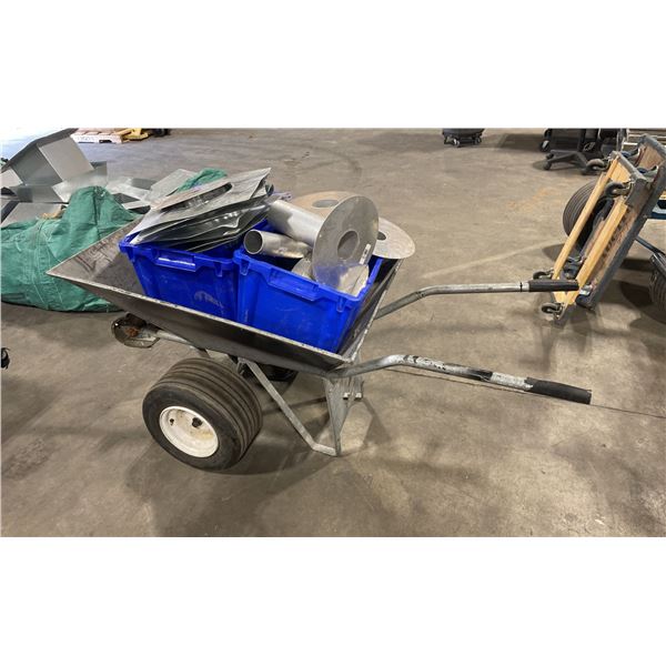 GREY METAL PNEUMATIC TIRE INDUSTRIAL WHEELBARROW WITH ASSORTED VENTING CONTENTS *WHEELS HAVE BEEN