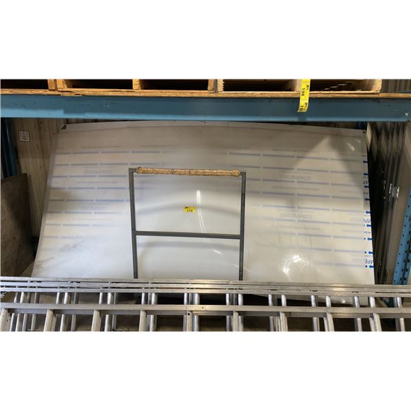 LARGE ALUMINUM COMPOUND PANEL, PLASTIC SHEETS & ASSORTED PRINT SHOP MATERIALS