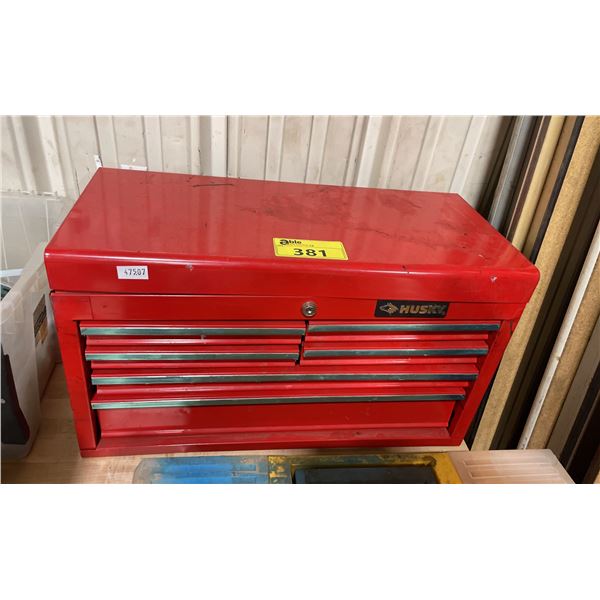 HUSKY RED 6 DRAWER INDUSTRIAL TOP TOOL CHEST WITH ASSORTED TOOL CONTENTS *LOCKED, NO KEY*