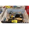 Image 2 : 2 PLASTIC FOLD TOP BINS OF ASSORTED HAND TOOLS, POWER TOOLS & ASSORTED SHOP CONTENTS *PLASTIC BINS