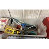 Image 3 : 2 PLASTIC FOLD TOP BINS OF ASSORTED HAND TOOLS, POWER TOOLS & ASSORTED SHOP CONTENTS *PLASTIC BINS