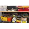 Image 1 : SHELF OF ASSORTED LARGE TOOLS, CLAMPS, STRAIGHT EDGES, & HOSES *SHELF NOT INCLUDED*