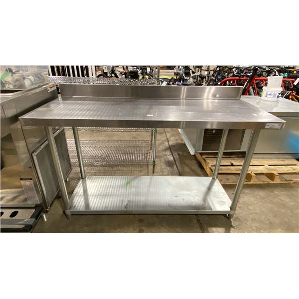 60"W X 24"D X 35"H COMMERCIAL STAINLESS STEEL PREPARATION TABLE WITH BACKSPLASH