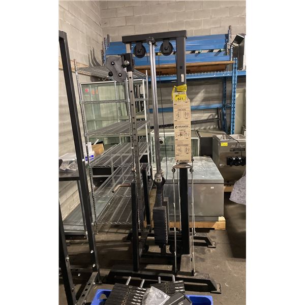 ATLANTIS BLACK COMMERCIAL SINGLE STATION CABLE PULL MACHINE WITH WEIGHT RACK