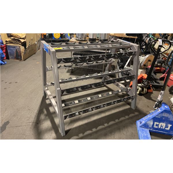 GREY 3 TIER 36 SECTION HEAVY DUTY 58"W X 40"D X 45"H COMMERCIAL DUMBBELL WEIGHT RACK