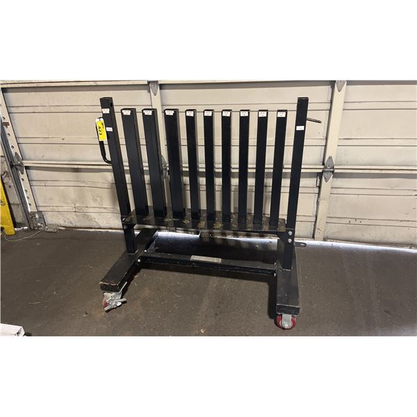 BLACK 10 SECTION HEAVY DUTY 48"W X 26"D X 47"H COMMERCIAL MOBILE DUMBBELL WEIGHT RACK