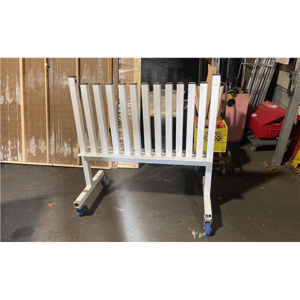 WHITE 10 SECTION HEAVY DUTY 48"W X 26"D X 47"H COMMERCIAL MOBILE DUMBBELL WEIGHT RACK