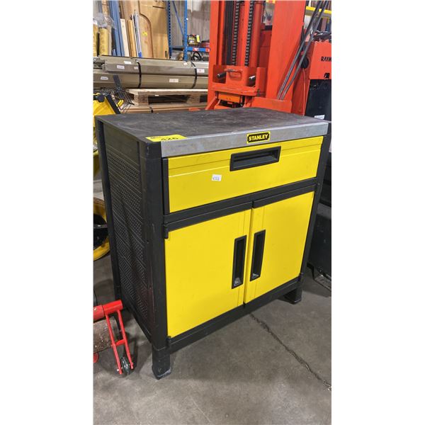 STANLEY YELLOW/BLACK TOOL STORAGE BOX APPROX 30"W X 18"D X 34"H